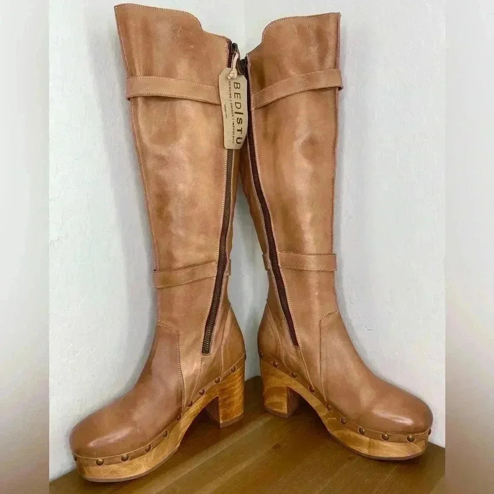 NEW Bed Stu Ceretti Leather Platform Tall Boots Rustic Tan Women’s Size … - Picture 4 of 16